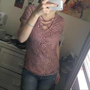 dusty pink lace top